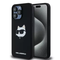   Karl Lagerfeld KLHMP15LSCHPPLK Silicone Choupette Head MagSafe keménytok iPhone 15 Pro - fekete