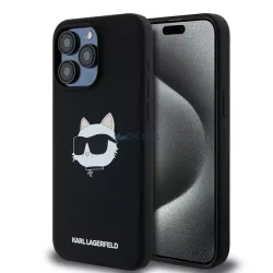   Karl Lagerfeld KLHMP15LSCHPPLK Silicone Choupette Head MagSafe keménytok iPhone 15 Pro - fekete