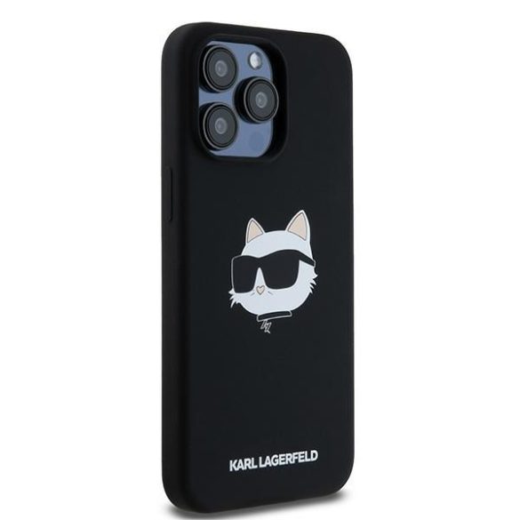 Karl Lagerfeld KLHMP15LSCHPPLK Silicone Choupette Head MagSafe keménytok iPhone 15 Pro - fekete
