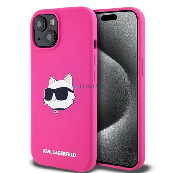 Karl Lagerfeld KLHMP15MSCHPPLF Silicone Choupette Head MagSafe-kompatibilis tok iPhone 15 Plus - rózsaszín
