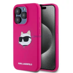   Karl Lagerfeld KLHMP15XSCHPPLF Silicone Choupette Head MagSafe-kompatibilis tok iPhone 15 Pro Max - rózsaszín
