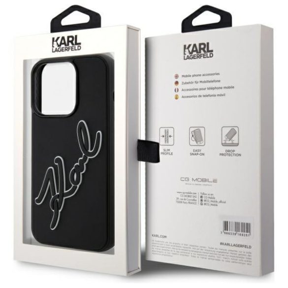 Karl Lagerfeld KLHCP15L3DRKSDLK 3D Rubber Signature tok iPhone 15 Pro - fekete