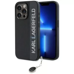   Karl Lagerfeld KLHCP15XPSAKDGCK Saffiano Rhinestones & Charm tok iPhone 15 Pro Max - fekete