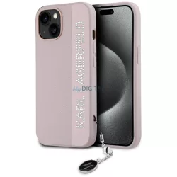   Karl Lagerfeld KLHCP15SPSAKDGCP Saffiano Rhinestones & Charm tok iPhone 15 - rózsaszín