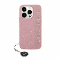   Karl Lagerfeld KLHCP15LPSAKDGCP Saffiano Rhinestones & Charm tok iPhone 15 Pro - rózsaszín