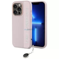   Karl Lagerfeld KLHCP15XPSAKDGCP Saffiano Rhinestones & Charm tok iPhone 15 Pro Max - rózsaszín
