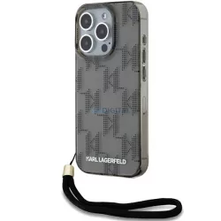   Karl Lagerfeld KLHCP15LHKDPNSK IML Mono KL Pattern & Cord tok iPhone 15 Pro - fekete