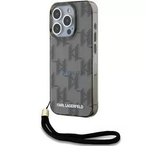 Karl Lagerfeld KLHCP15LHKDPNSK IML Mono KL Pattern & Cord tok iPhone 15 Pro - fekete