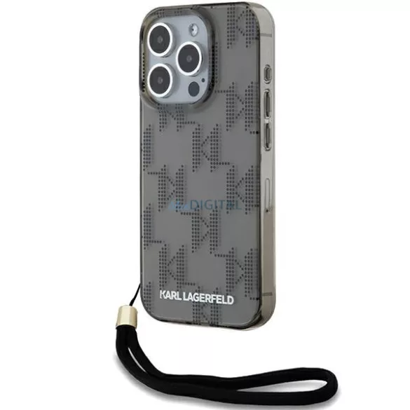 Karl Lagerfeld KLHCP15LHKDPNSK IML Mono KL Pattern & Cord tok iPhone 15 Pro - fekete