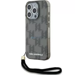   Karl Lagerfeld KLHCP15XHKDPNSK IML Mono KL Pattern & Cord tok iPhone 15 Pro Max - fekete