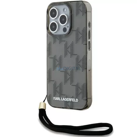 Karl Lagerfeld KLHCP15XHKDPNSK IML Mono KL Pattern & Cord tok iPhone 15 Pro Max - fekete