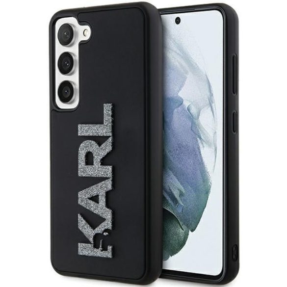 Karl Lagerfeld KLHCS24S3DMBKCK 3D Rubber Glitter Logo keménytok Samsung Galaxy S24 - fekete