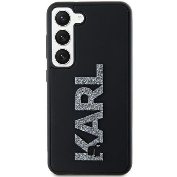 Karl Lagerfeld KLHCS24S3DMBKCK 3D Rubber Glitter Logo keménytok Samsung Galaxy S24 - fekete