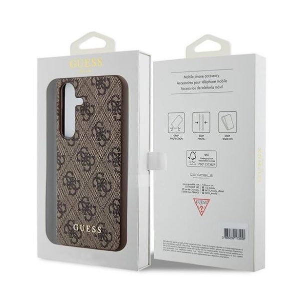 Guess GUHCS24SG4GFBR 4G Metal Gold Logo keménytok Samsung Galaxy S24 - barna