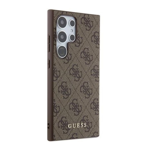 Guess GUHCS24LG4GFBR 4G Metal Gold Logo keménytok Samsung Galaxy S24 Ultra - barna