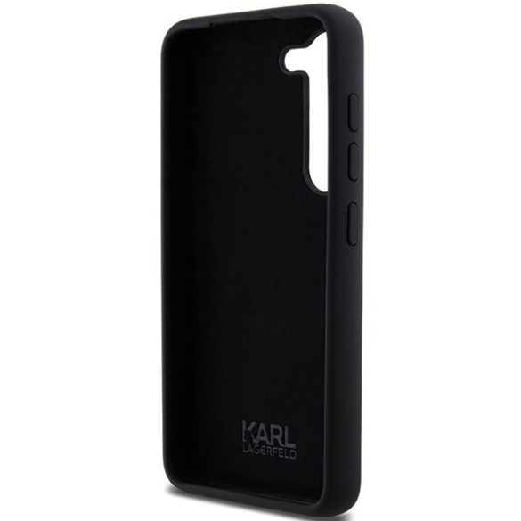 Karl Lagerfeld KLHCS24SSMHKCNPK Silicone Karl&Choupette Metal Pin keménytok Samsung Galaxy S24 - fekete