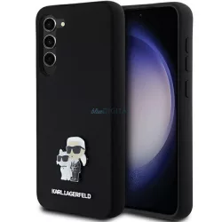   Karl Lagerfeld KLHCS24MSMHKCNPK Silicone Karl&Choupette Metal Pin keménytok Samsung Galaxy S24 Plus- fekete