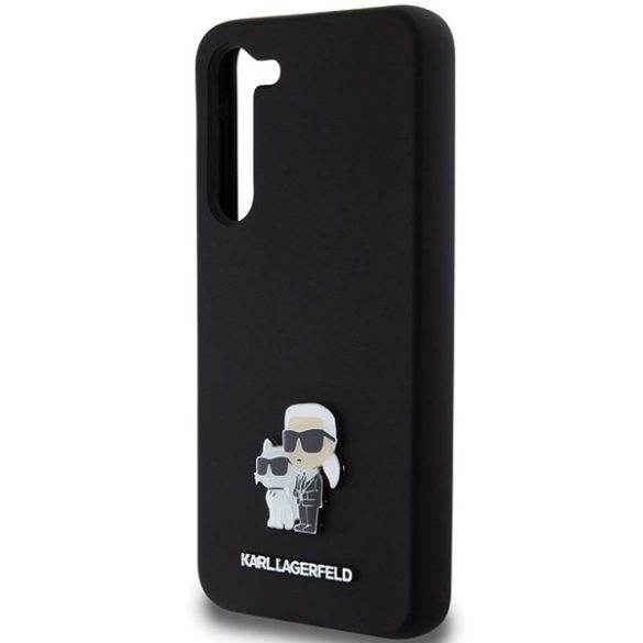 Karl Lagerfeld KLHCS24MSMHKCNPK Silicone Karl&Choupette Metal Pin keménytok Samsung Galaxy S24 Plus- fekete