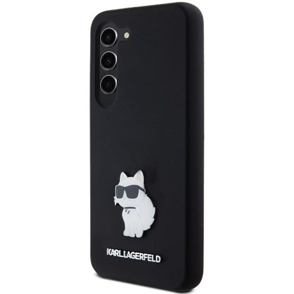 Karl Lagerfeld KLHCS24SSMHCNPK Silicone Choupette Metal Pin keménytok Samsung Galaxy S24 - fekete