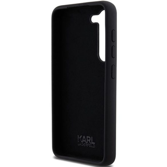 Karl Lagerfeld KLHCS24SSMHCNPK Silicone Choupette Metal Pin keménytok Samsung Galaxy S24 - fekete