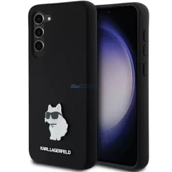   Karl Lagerfeld KLHCS24MSMHCNPK Silicone Choupette Metal Pin keménytok Samsung Galaxy S24 Plus - fekete