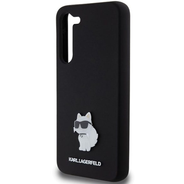 Karl Lagerfeld KLHCS24MSMHCNPK Silicone Choupette Metal Pin keménytok Samsung Galaxy S24 Plus - fekete