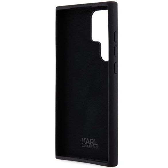 Karl Lagerfeld KLHCS24LSMHCNPK Silicone Choupette Metal Pin keménytok Samsung Galaxy S24 Ultra - fekete