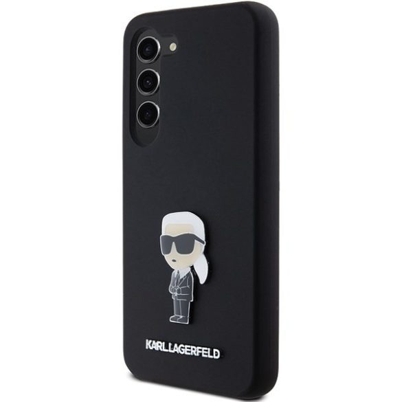 Karl Lagerfeld KLHCS24SSMHKNPK Silicone Ikonik Metal Pin tok Samsung Galaxy S24 - fekete