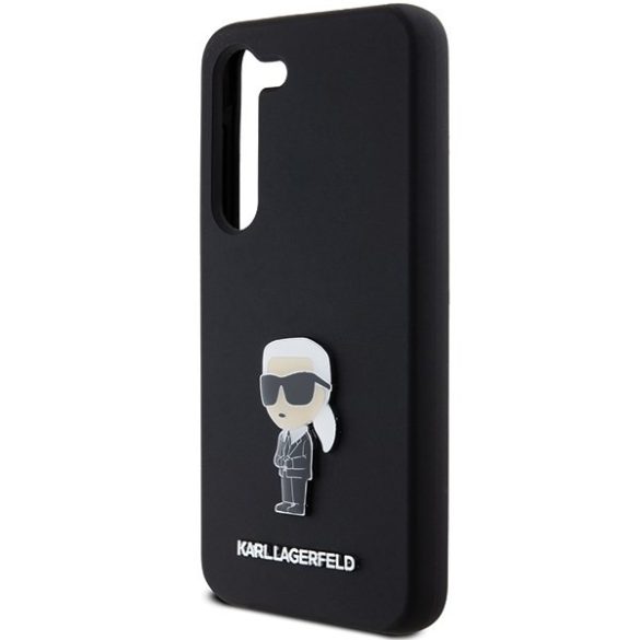 Karl Lagerfeld KLHCS24SSMHKNPK Silicone Ikonik Metal Pin tok Samsung Galaxy S24 - fekete