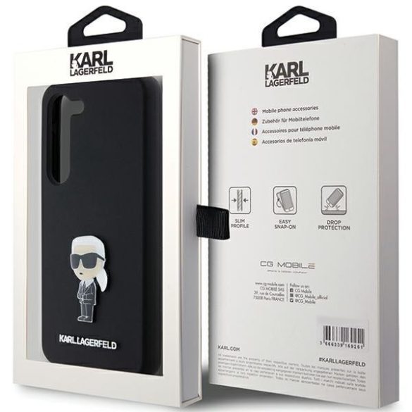 Karl Lagerfeld KLHCS24SSMHKNPK Silicone Ikonik Metal Pin tok Samsung Galaxy S24 - fekete