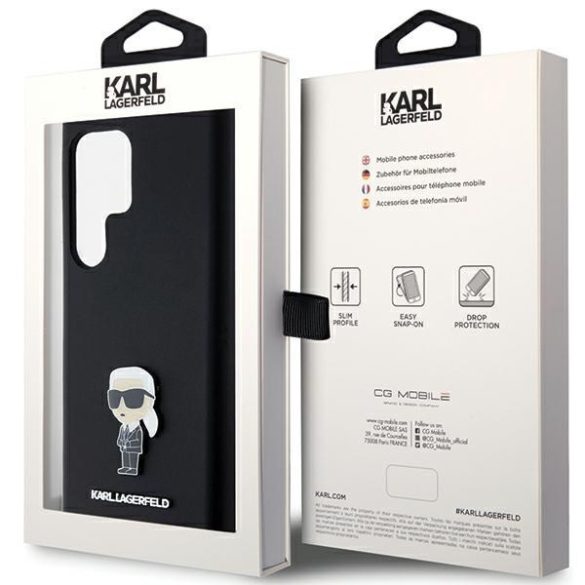 Karl Lagerfeld KLHCS24LSMHHKNPK Silicone Ikonik Metal Pin tok Samsung Galaxy S24 Ultra - fekete