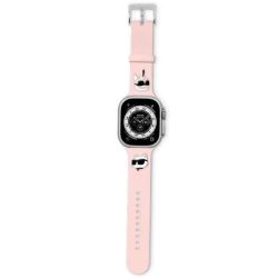  Karl Lagerfeld KLAWLSLKCNP 3D Rubber Karl&Choupette Heads csereszíj Apple Watch 42/44/45/49mm - rózsaszín