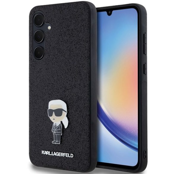 Karl Lagerfeld KLHCSA35GKNPSK Fixed Glitter Ikonik Logo Metal Pin keménytok Samsung Galaxy A35 - fekete