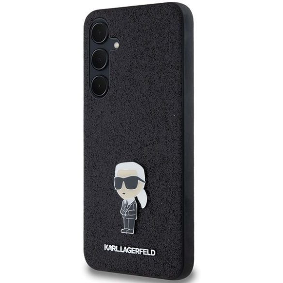 Karl Lagerfeld KLHCSA35GKNPSK Fixed Glitter Ikonik Logo Metal Pin keménytok Samsung Galaxy A35 - fekete