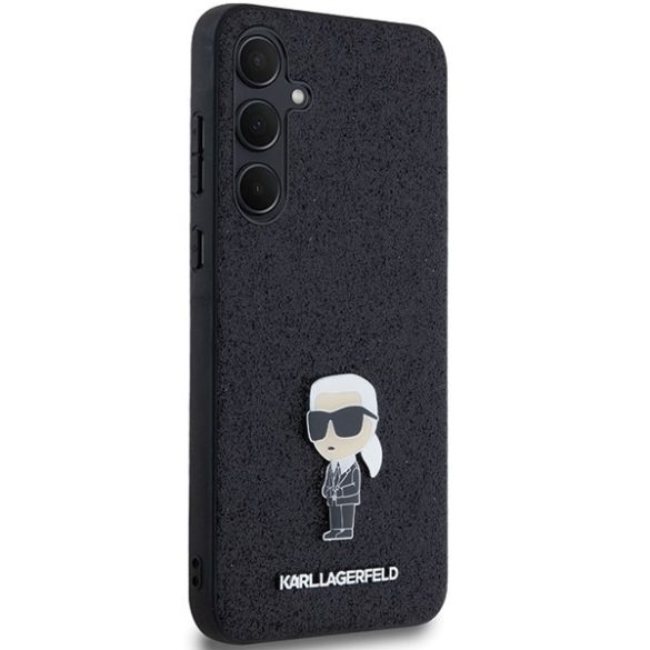 Karl Lagerfeld KLHCSA35GKNPSK Fixed Glitter Ikonik Logo Metal Pin keménytok Samsung Galaxy A35 - fekete