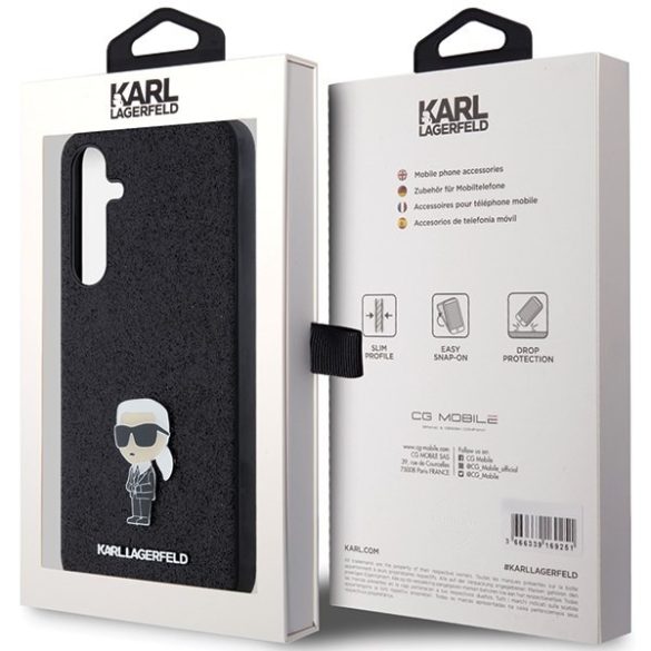 Karl Lagerfeld KLHCSA35GKNPSK Fixed Glitter Ikonik Logo Metal Pin keménytok Samsung Galaxy A35 - fekete