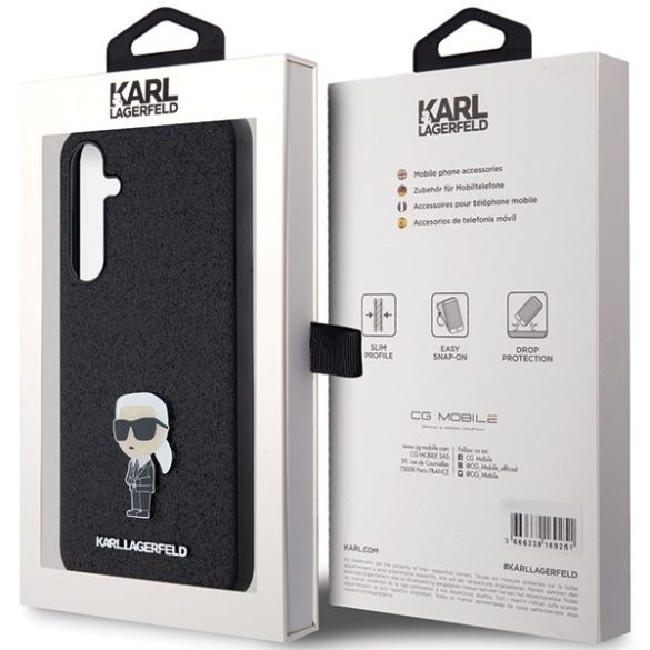 Karl Lagerfeld KLHCSA55GKNPSK Fixed Glitter Ikonik Logo Metal Pin keménytok Samsung Galaxy A55 - fekete