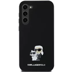   Karl Lagerfeld KLHCSA35SMHKCNPK Silicone Karl&Choupette Metal Pin keménytok Samsung Galaxy A35 - fekete
