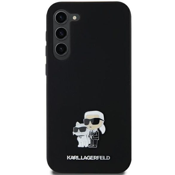 Karl Lagerfeld KLHCSA35SMHKCNPK Silicone Karl&Choupette Metal Pin keménytok Samsung Galaxy A35 - fekete