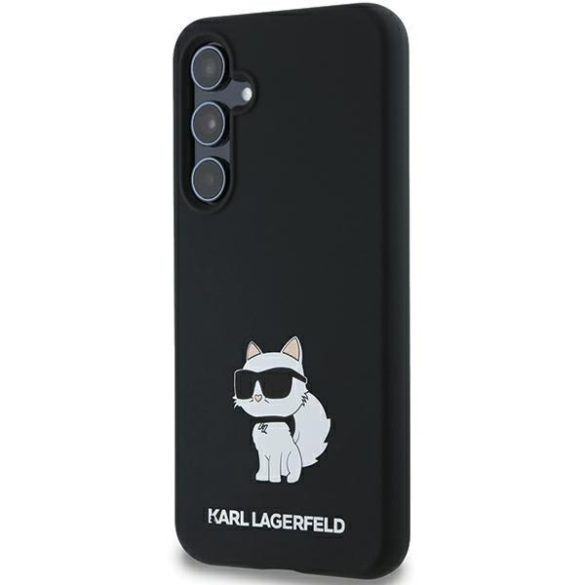 Karl Lagerfeld KLHCSA35SMHCNPK Silicone Choupette Metal Pin keménytok Samsung Galaxy A35 - fekete