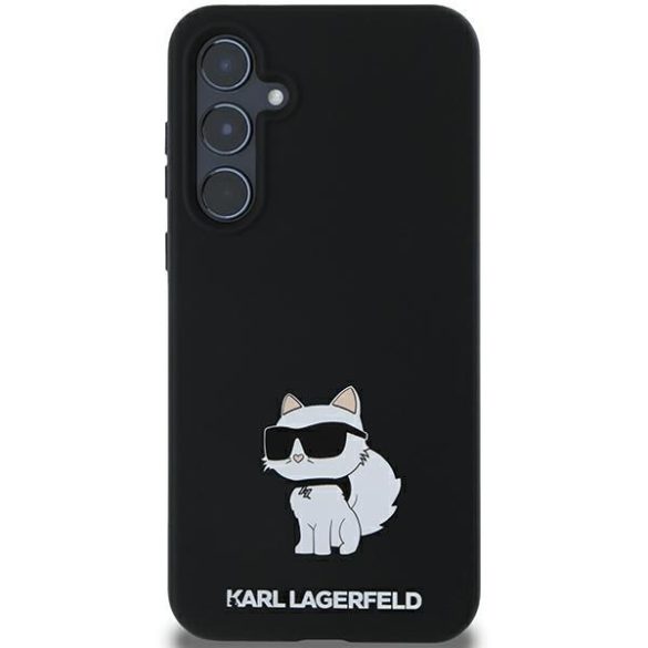 Karl Lagerfeld KLHCSA35SMHCNPK Silicone Choupette Metal Pin keménytok Samsung Galaxy A35 - fekete