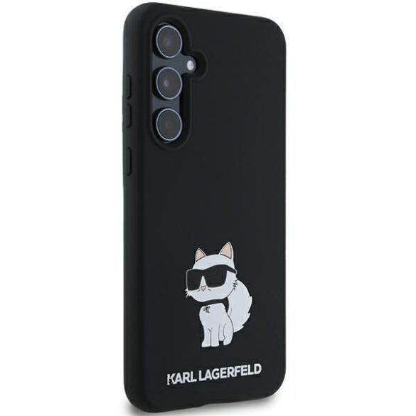 Karl Lagerfeld KLHCSA35SMHCNPK Silicone Choupette Metal Pin keménytok Samsung Galaxy A35 - fekete