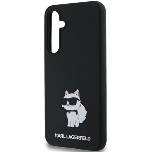 Karl Lagerfeld KLHCSA35SMHCNPK Silicone Choupette Metal Pin keménytok Samsung Galaxy A35 - fekete