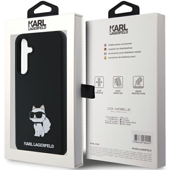 Karl Lagerfeld KLHCSA35SMHCNPK Silicone Choupette Metal Pin keménytok Samsung Galaxy A35 - fekete