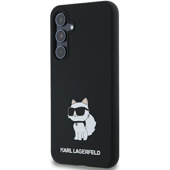 Karl Lagerfeld KLHCSA55SMHCNPK Silicone Choupette Metal Pin keménytok Samsung Galaxy A55 - fekete
