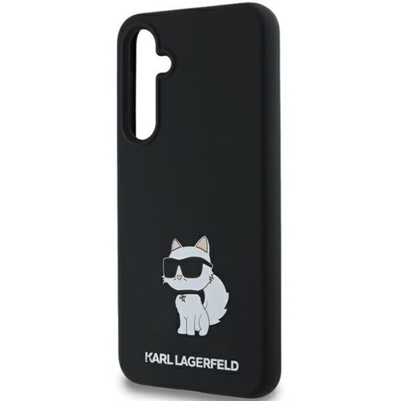 Karl Lagerfeld KLHCSA55SMHCNPK Silicone Choupette Metal Pin keménytok Samsung Galaxy A55 - fekete