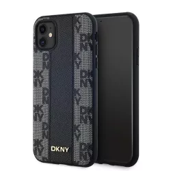   DKNY DKHMN61PCPVSLK Leather Checkered Mono Pattern MagSafe-kompatibilis tok iPhone 11  - fekete