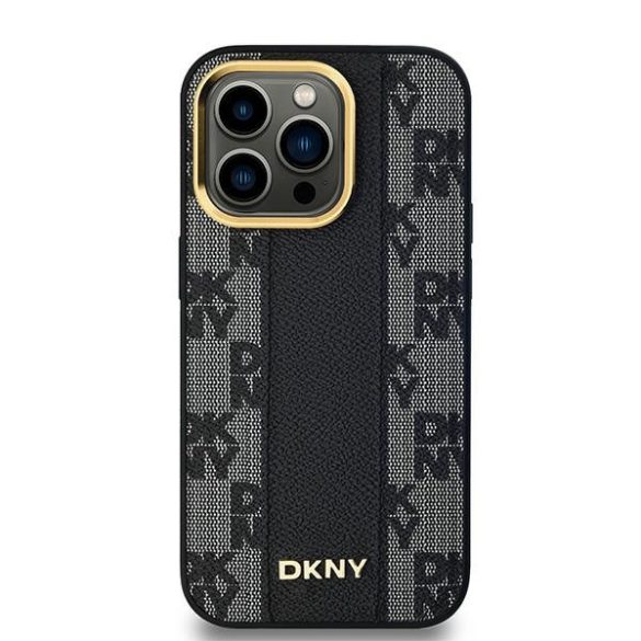 DKNY DKHMP13LPCPVSLK Leather Checkered Mono Pattern MagSafe-kompatibilis tok iPhone 13 / 13 Pro - fekete