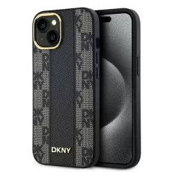   DKNY DKHMP14SPCPVSLK Leather Checkered Mono Pattern MagSafe-kompatibilis tok iPhone 14 - fekete