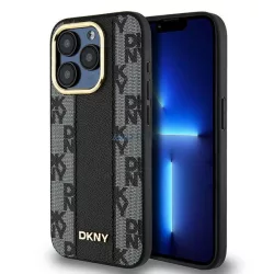   DKNY DKHMP15XPCPVSLK Leather Checkered Mono Pattern MagSafe-kompatibilis tok iPhone 15 Pro Max - fekete